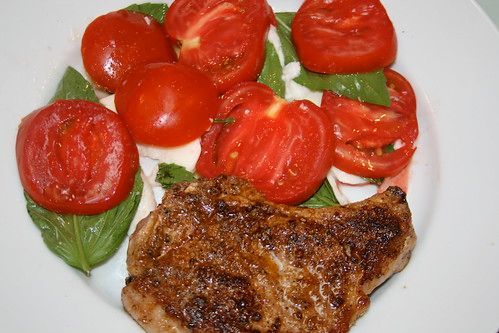 Tuscan Grilled Pork Chops and Caprese Salad