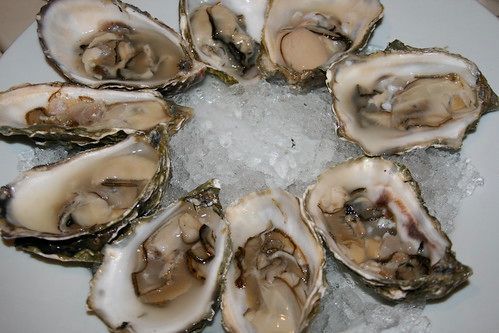 Shellfish Night: Raw Oysters with Wild Salmon and Sprouted Salad